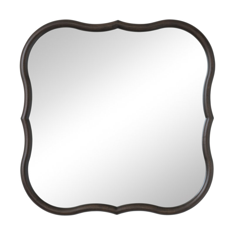 Vanity Scalloped-edge decorative wood wall mirror