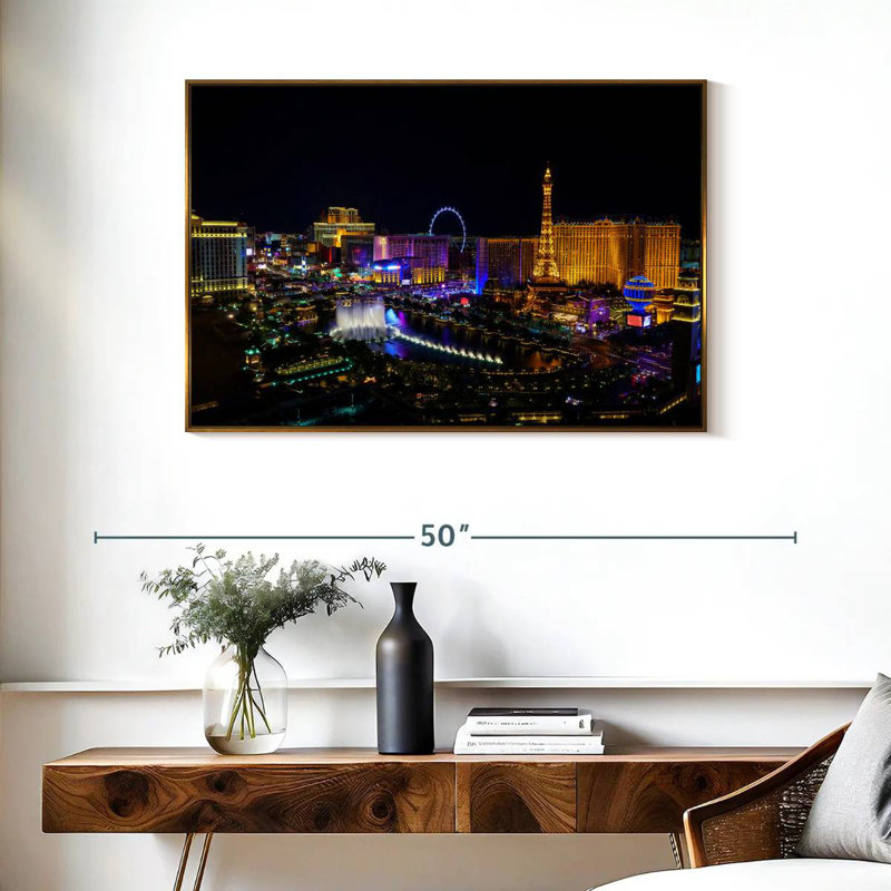 Las Vegas, Cadre flottant doré, 37 po x 25 po