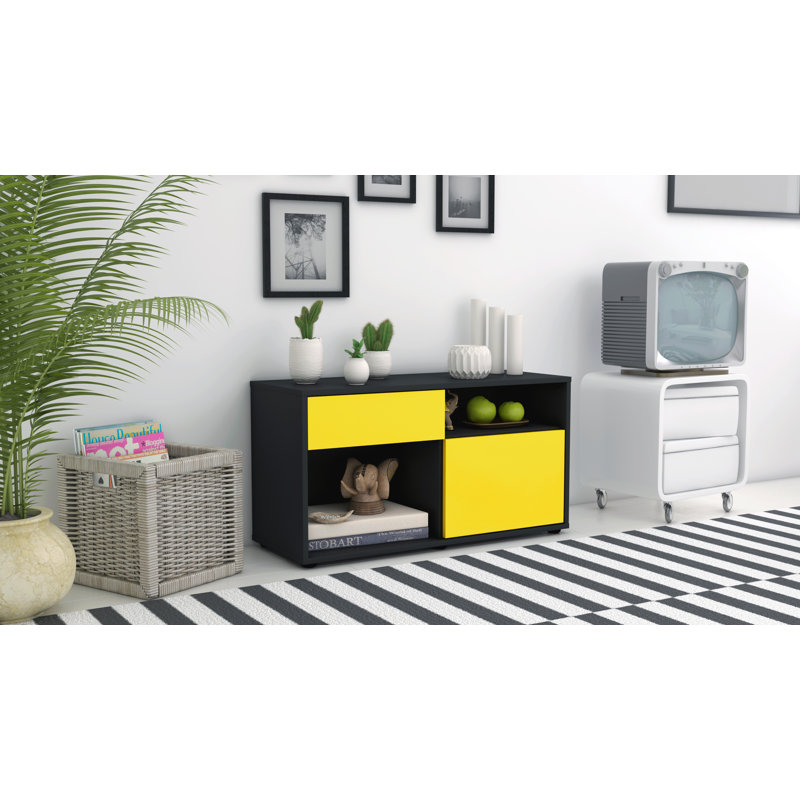 Stephan 92 cm W Chest of Drawers, Yellow / Matte Anthracite