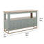 Table de canapé Timmy, 8 tiroirs, 1 tablette, bois de pin vert sauge, 55 pouces