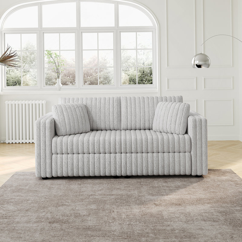 Canapé modulaire confortable pour 2 personnes avec rangement pratique et design élégant, Gris clair