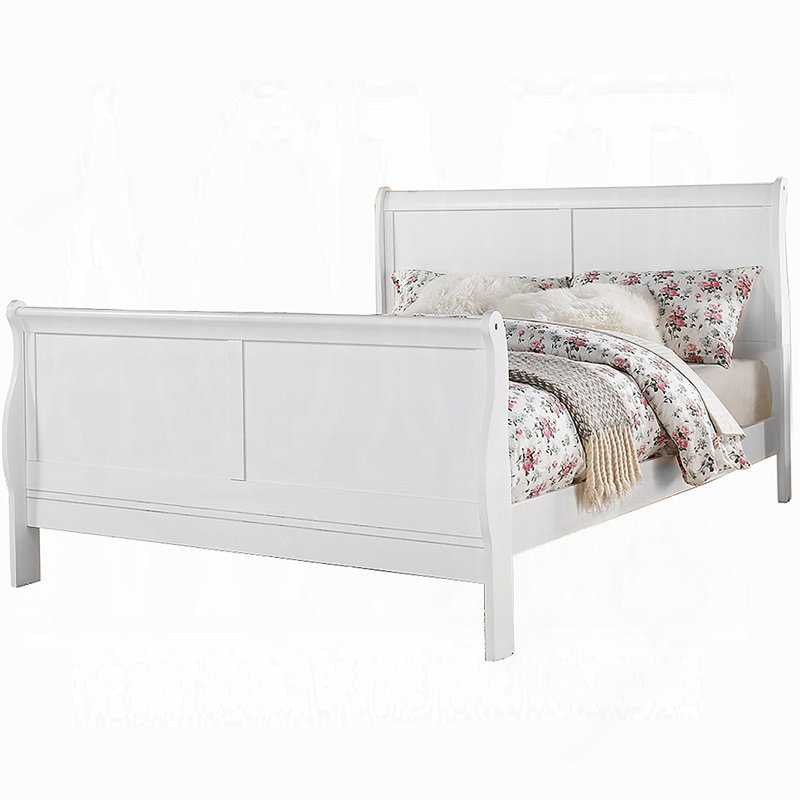Louis Philippe III White Finish Queen Bed, Queen