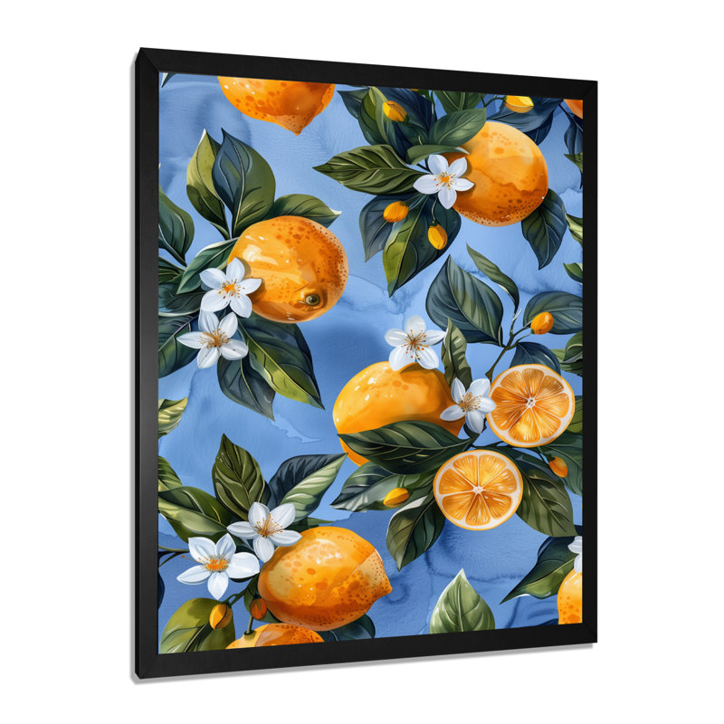 Marlement - fruits, art mural salon, Cadre simple noir, H 12 po x l 20 po