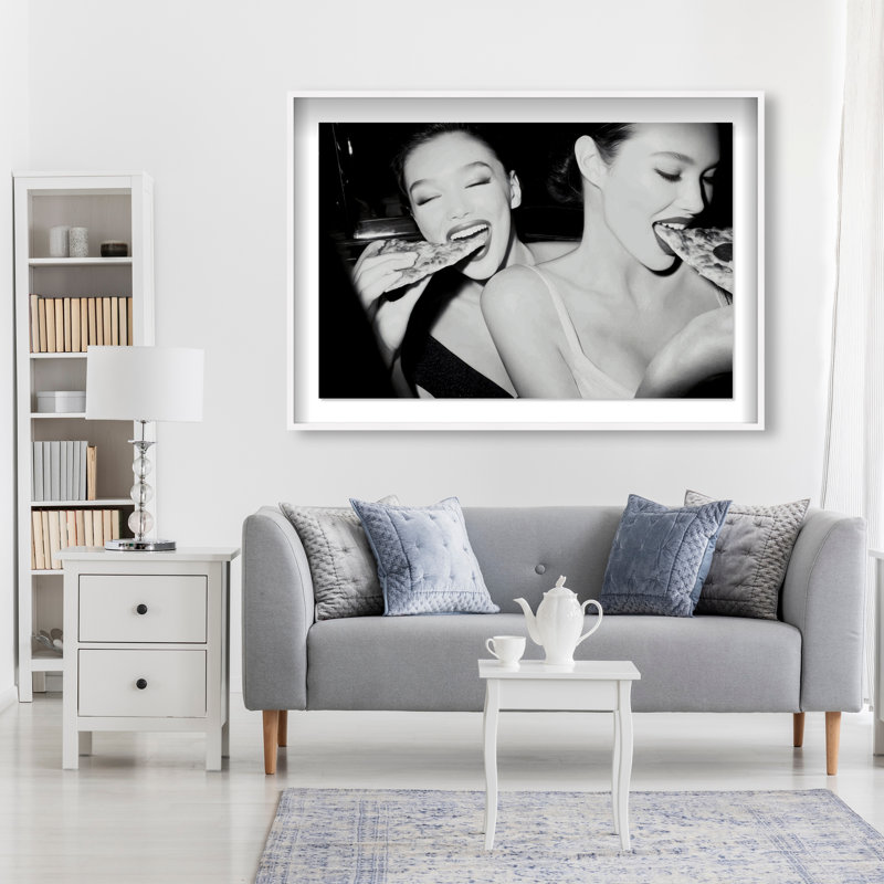 Midnight Mozzarella Shadowbox Food & Beverages Print by Oliver Gal, Black Frame, 15 x 10, 21.5"H x 31.5"W, White Shadowbox