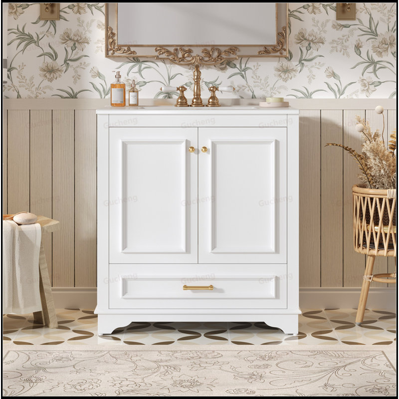 Meuble-lavabo 30 po avec lavabo en céramique, Blanc