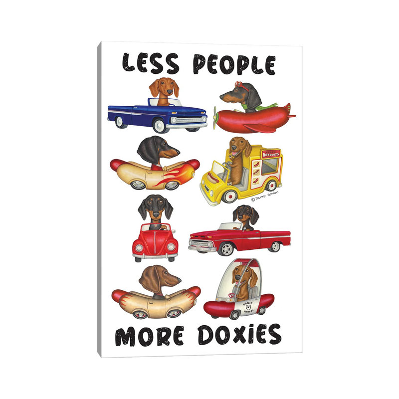 8 Dachshunds In Vehicles - Wrapped Canvas Print, 20.32 cm H x 30.48 cm W