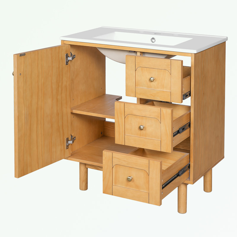 Meuble-lavabo avec lavabo, 3 tiroirs et 1 grande porte à fermeture douce
