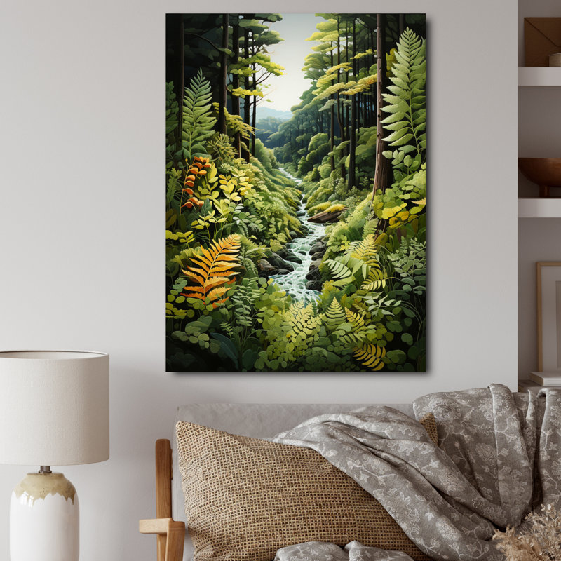 Fougères Avianni, forêt de fougères II, H 20 po x l 12 po x P 1 po, Toile tendue
