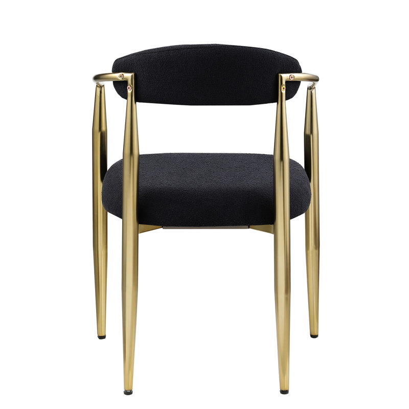 De 2 chaises de salle à manger aux esthétiques modernes, rembourrées de mousse, pieds en métal noir pour la cuisine et la pièce, style Mid-Century 2, pieds bouclés ronds, expérience confortable