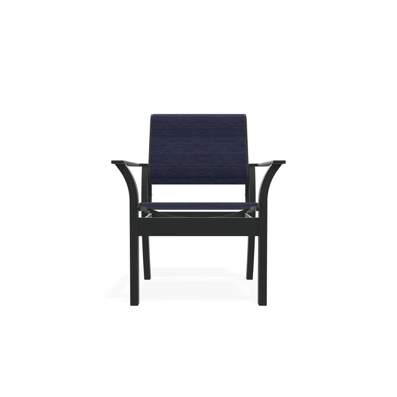 Chaise de café empilable en polymère de qualité marine Leeward Sling, Graphite, Indigo Collect