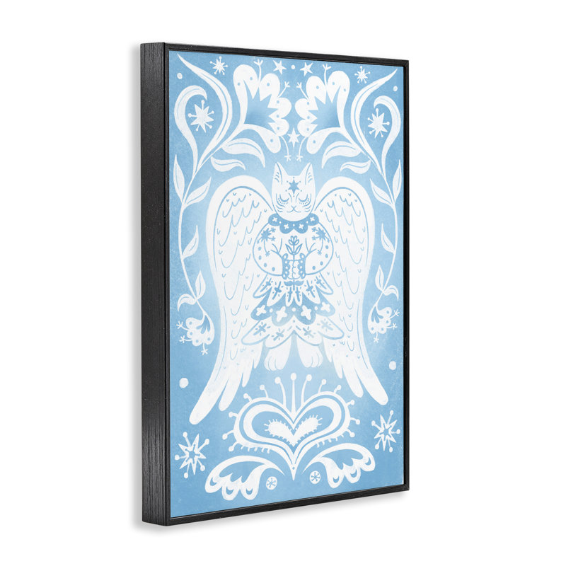 Estampe numérique symétrique à motif de chat, design par Hannah Moren, H 18 po x l 12 po, Giclée encadrée noir minuit