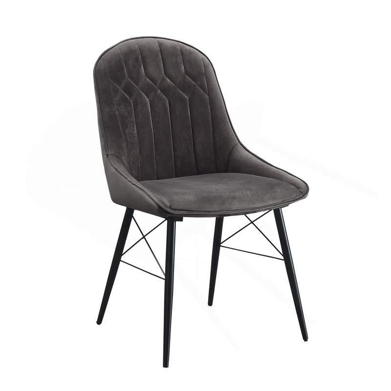 Ensemble de 2 chaises d'appoint Abraham en tissu gris foncé et finition noire
