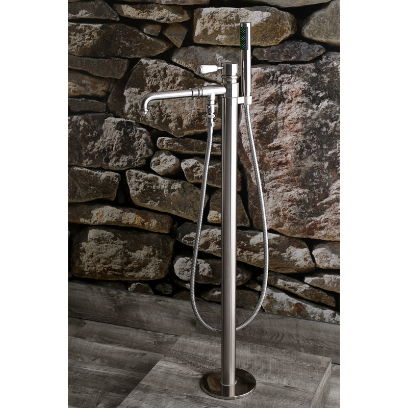 Kingston Brass Paris Single-Handle 1-Hole Freestanding Tub Faucet with Hand Shower, Brushed Nickel