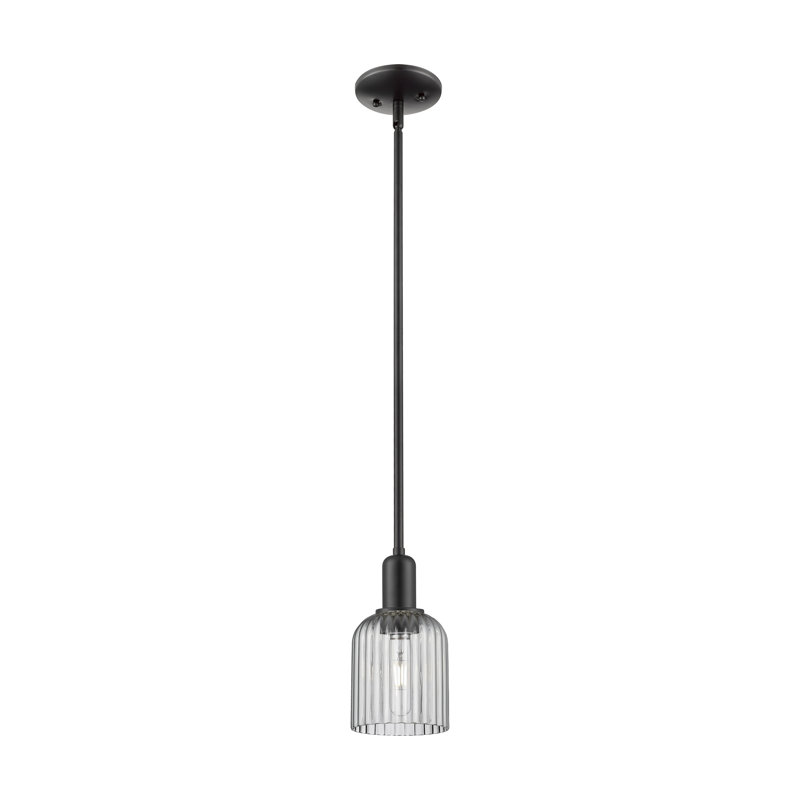 Downtown Urban - Voile de mariée - Mini-luminaire suspendu 1 tige, H 9,63 po x l 5 po x P 5 po, Gris fumée clair, Noir mat