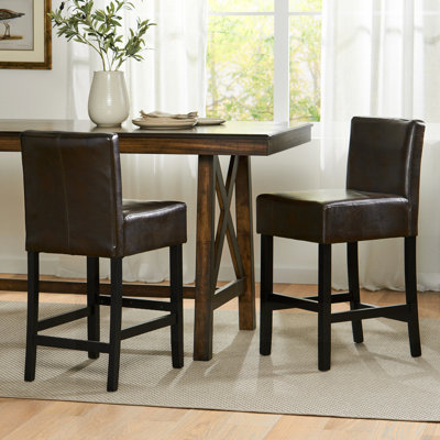 Tabouret de bar 26 po en cuir reconstitué à hauteur de comptoir Portman