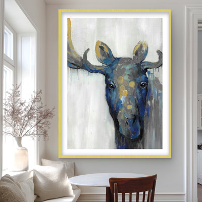 Blue Moose - Office Deer Framed Matted Print for Home Decor