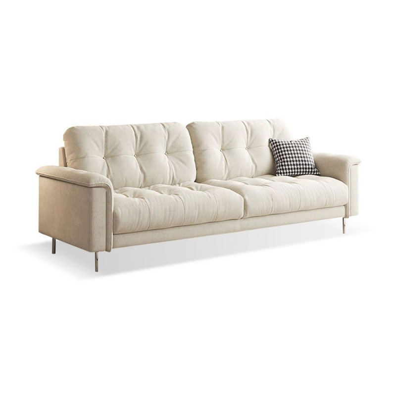 Creamy white Polyester Standard Sofa, 33.86" H x 74.8" W x 38.58" D, Creamy white