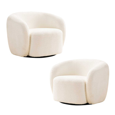 Coheman Upholstered Boucle Swivel Barrel Chair