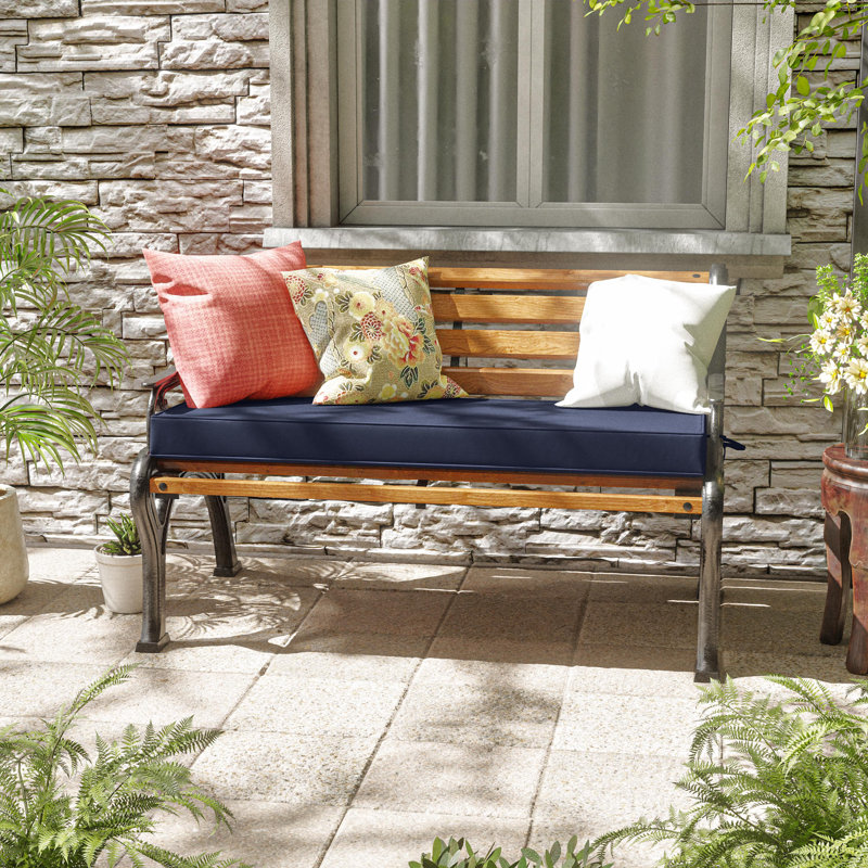 Outdoor Bench Cushion 48 X 18 X 3 Inch Indoor And Outdoor Seat Cushions, Navy Blue, 48" W x 18" D
