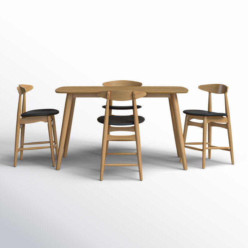 Gallman 5-Piece Rectangular Dining Set with Upholstered Chairs, Black