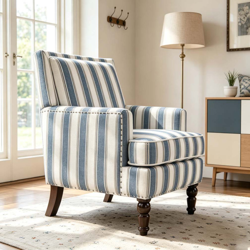 Chaise d'appoint rembourrée, Bleu
