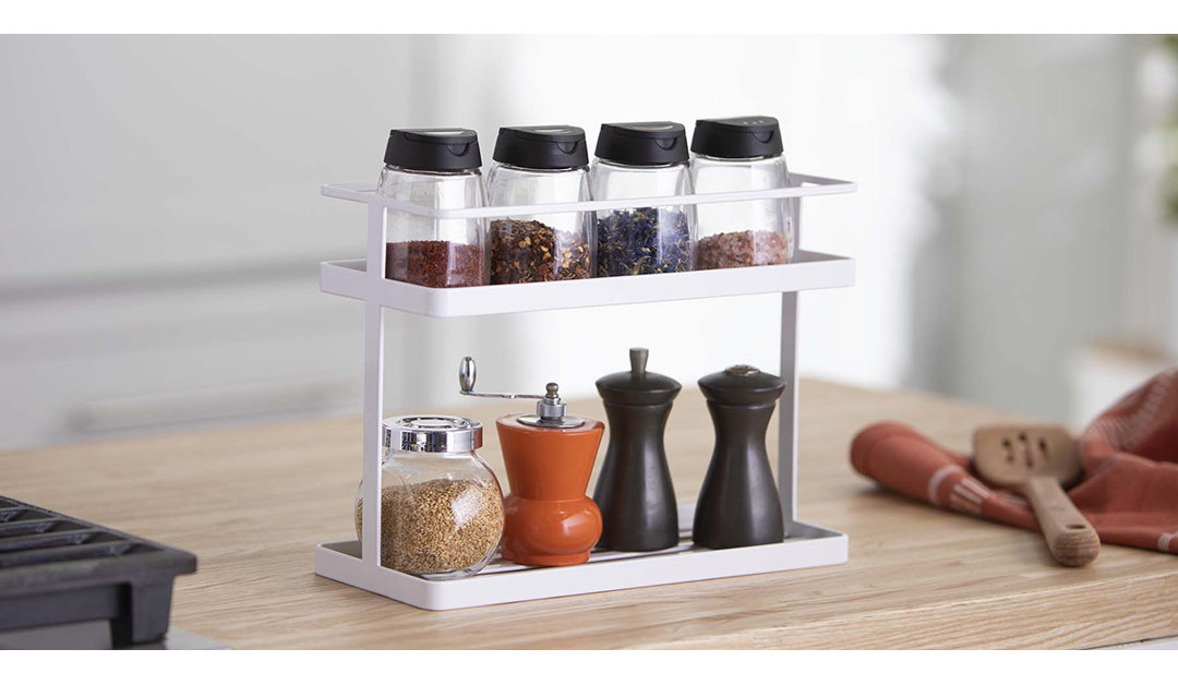 Tower Yamazaki Home Countertop Spice Caddy, Storage And Organizer Rack, Steel, Anti-Slip Rubber Feet Yamazaki Home