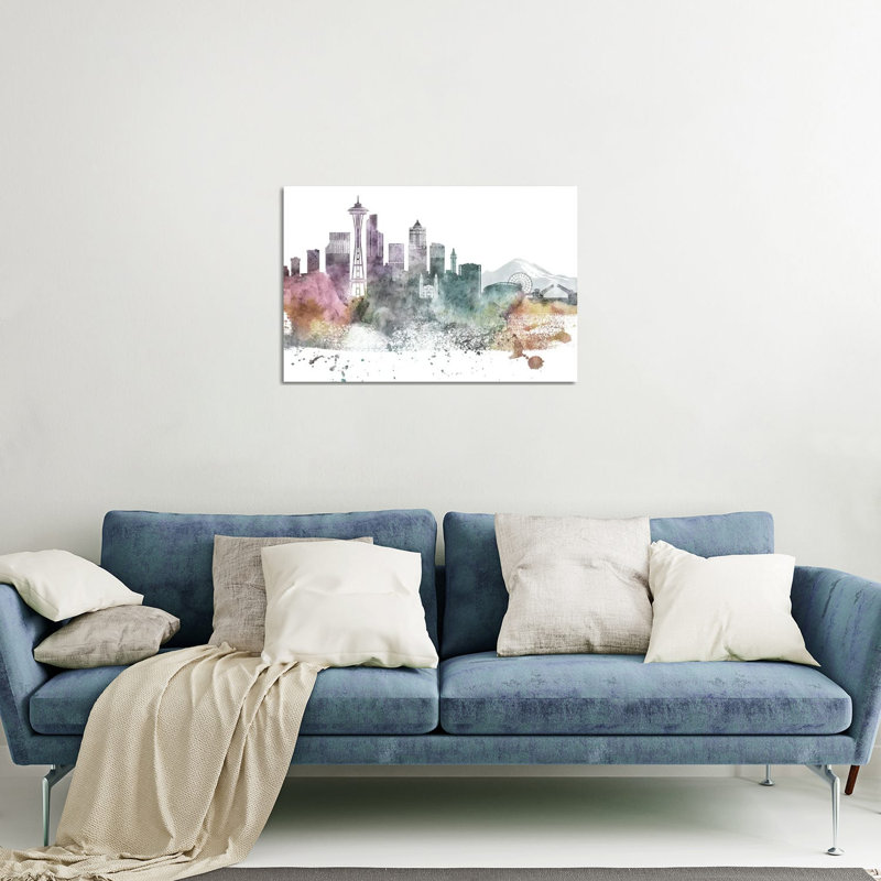 Seattle Skylines pastel, impression sur verre acrylique, H 24 po x l 32 po x P 0,25 po