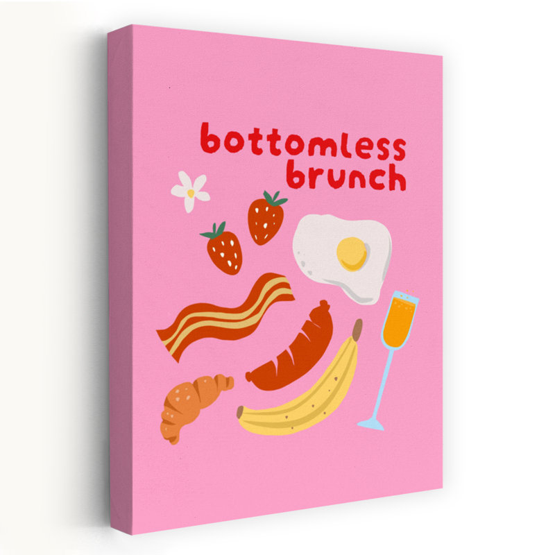 Bottomless Brunch Fun Contemporary Wall Art Print, 60.96cm H x 40.64cm W