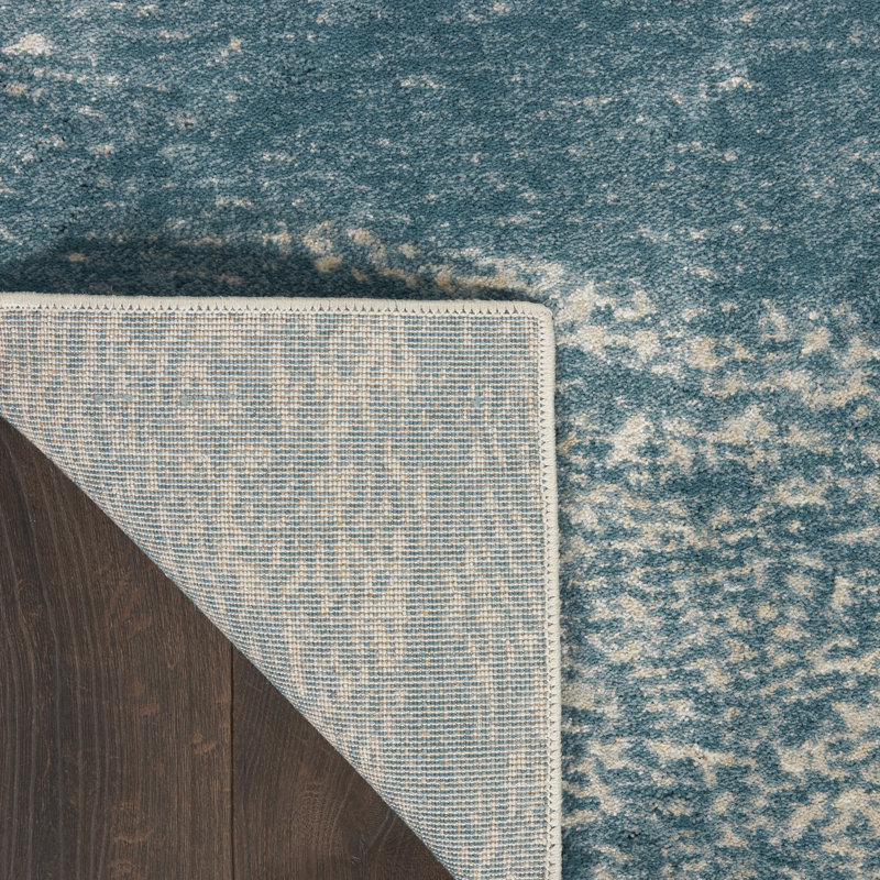 Tapis ivoire / bleu sarcelle Bujanov, Rectangle 2 pi 2 po x 3 pi 9 po