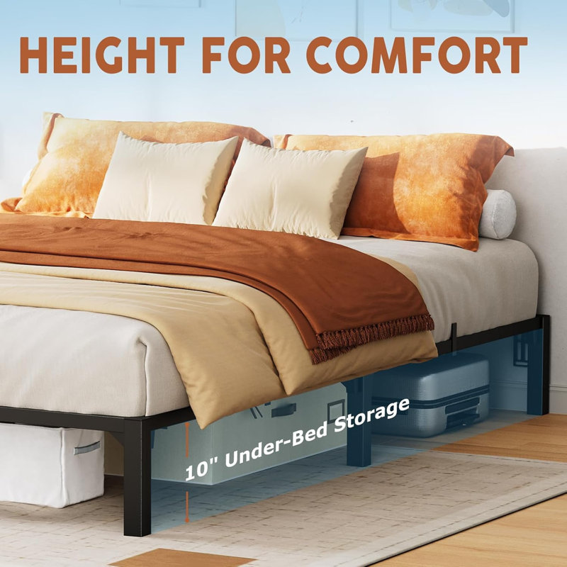 Full 10" Metal Platform Bed Frame, 800lbs Capacity Tool-Free