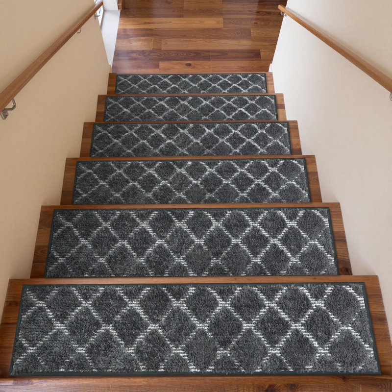 Tapis d'escalier moderne antidérapant (ensemble de 15), Gris foncé