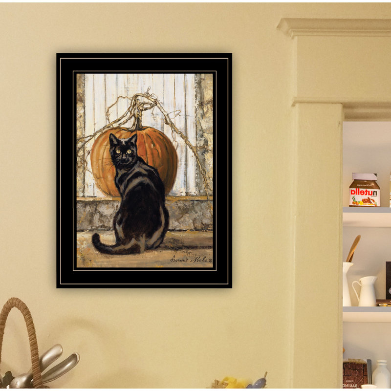 «Black Cat» par Bonnie Mohr, reproduction d'art sur papier encadrée, Encadré noir / blanc