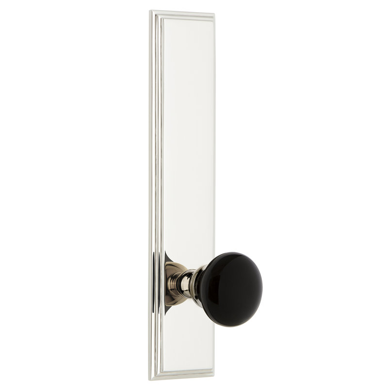 Grandeur Carré Tall Plate Privacy with Coventry Door Knob, Polished Nickel, 2 3/4", Left Handed
