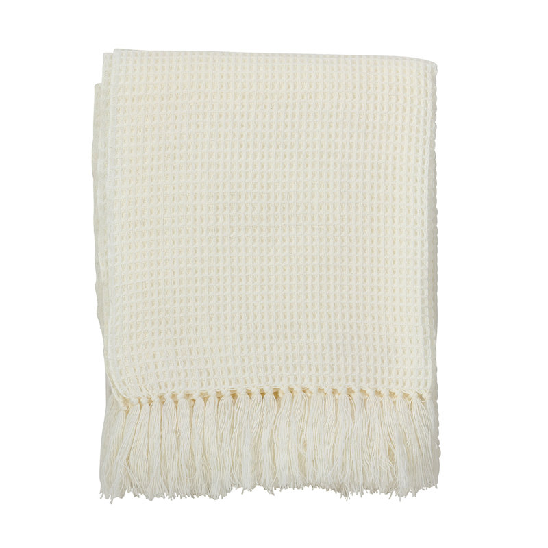 Sevan Collection Hand Woven Throw Blanket, Ivory