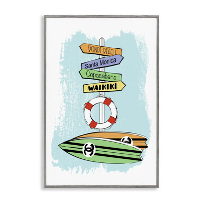 «Glam Surfboard & Sign», art de la giclée encadrée par Martina Pavlova