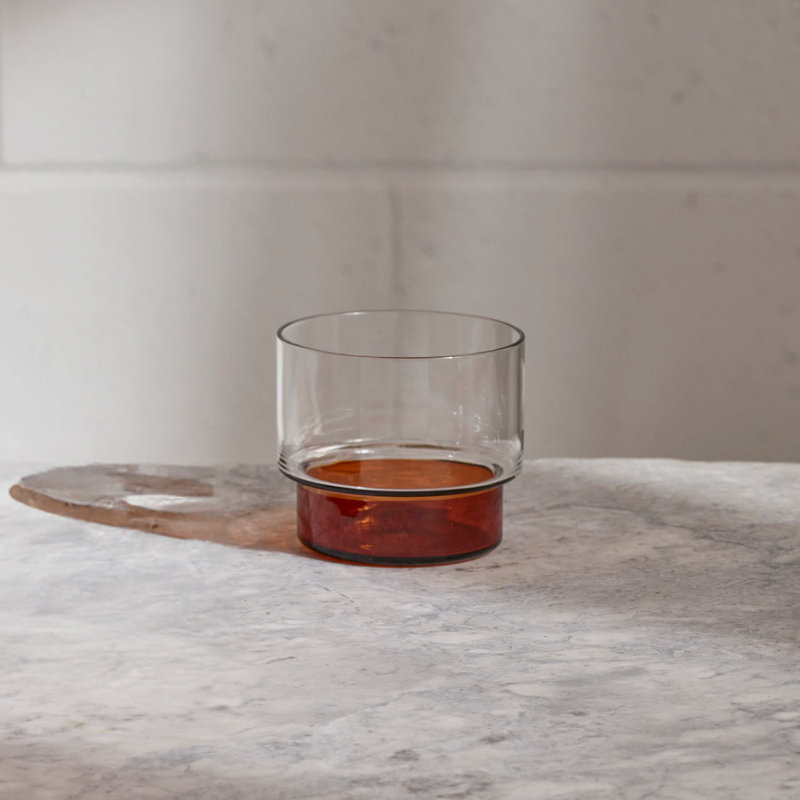 Short Glass (Set of 2), Clear/Orange