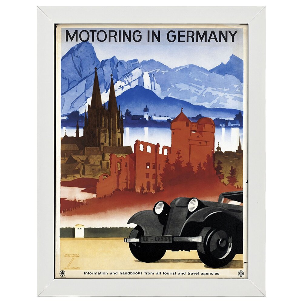 Leinwandbild Vintage Tourist Poster Motoring in Germany