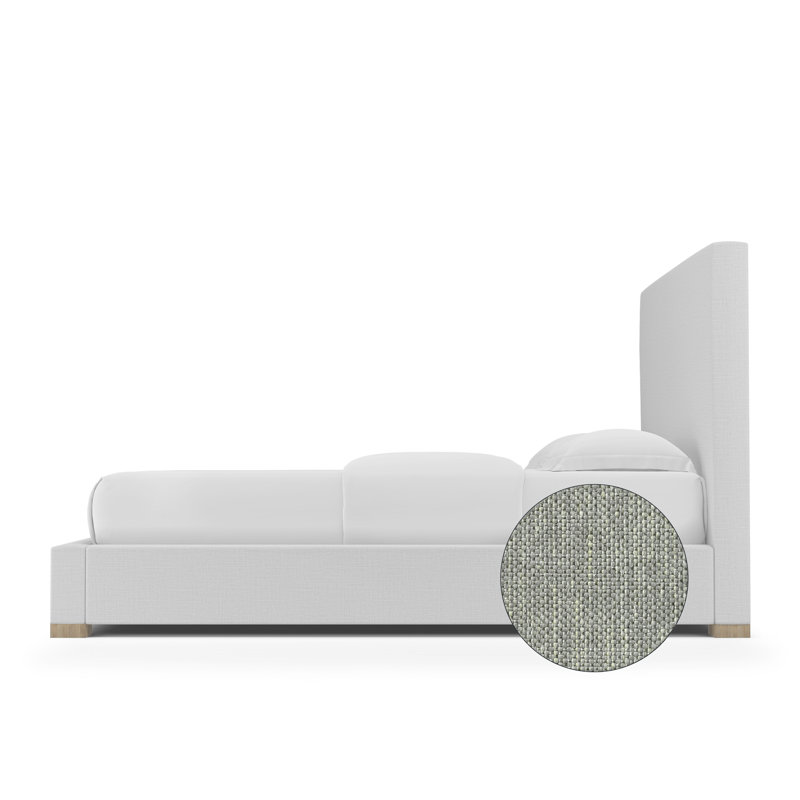 Sloan Upholstered Bed, California King, Pebble Weave Linen Haze, Natural