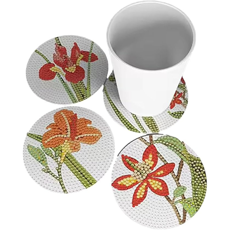 Set of 9 5D Diamond Painting Coasters Flower Coasters DIY Floral Diamond Painting Coasters Kit