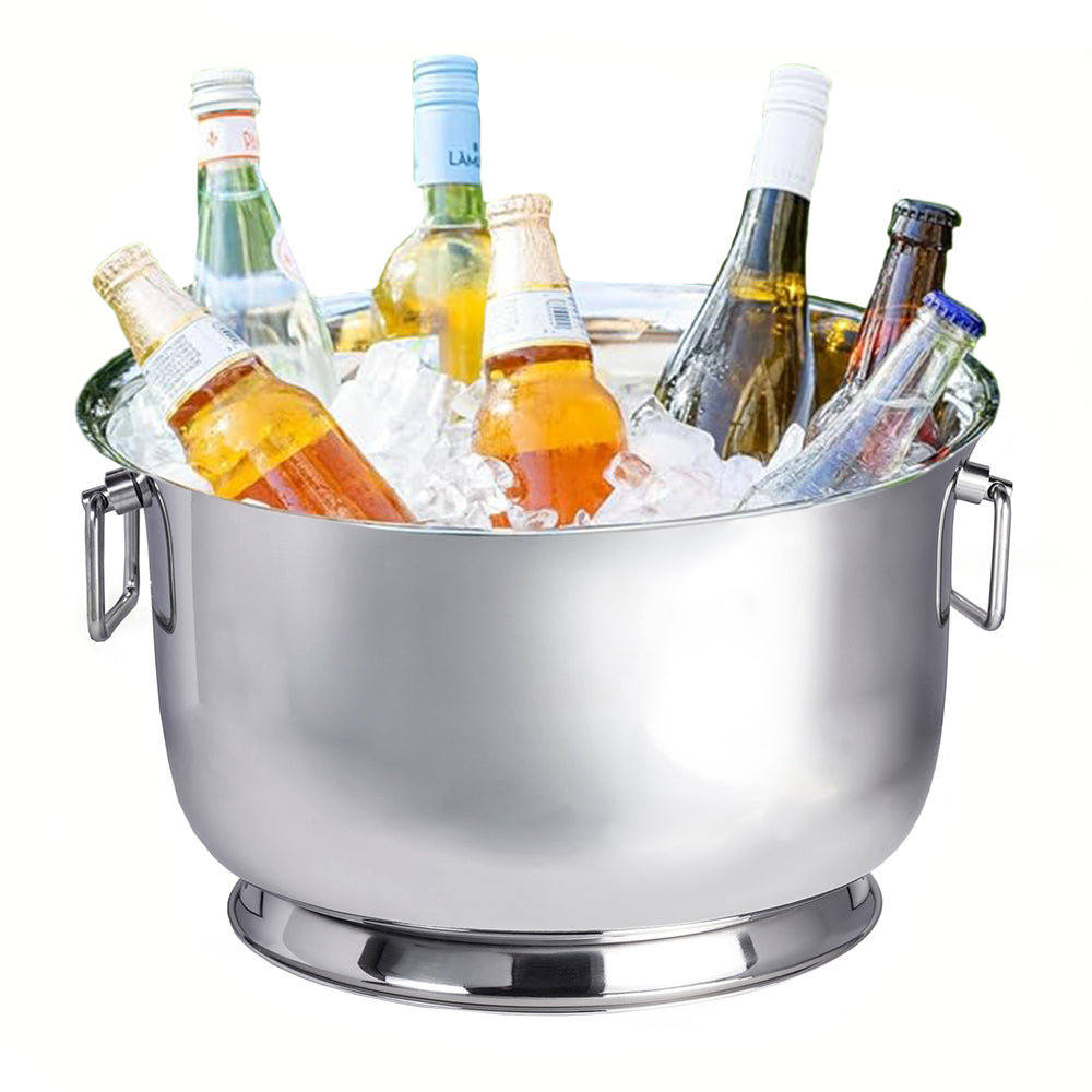 Demetricus Stainless Steel Beverage Tub for Parties Ice Bucket - 4.3 Gallons - 15.5 in. x 9 in. Prep & Savour