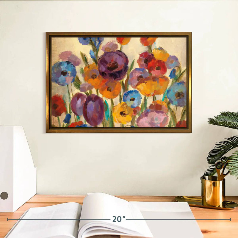 Garden Hues I, Cadre flottant doré, 13 po x 9 po