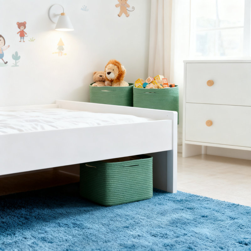 Paquet de 3 bacs de rangement en cubes de 13 pouces - Paniers en tissu tissé avec corde de coton pour organiser les tablettes, les jouets et le placard avec poignées renforcées