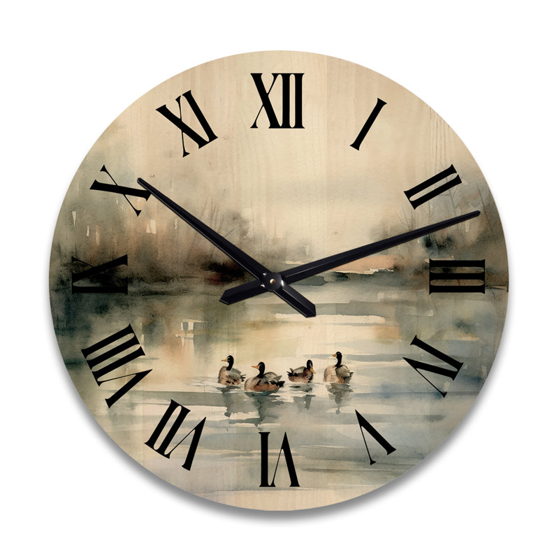 Horloge murale Ducks in Pond II, Grand