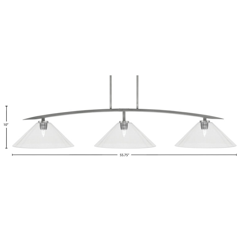 Verre à bulles 3 lumières kurve, H 10 po x l 55,75 po x P 16 po, Clair, Graphite