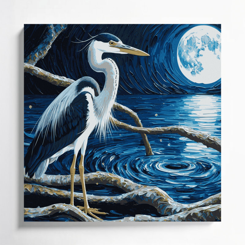 Oiseaux, art mural sur toile bleu, H 12 po x l 12 po