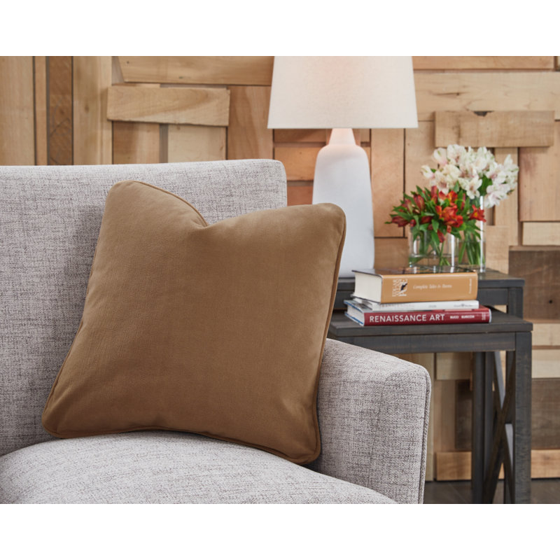 Honey Brown 20" Square Polyester Pillow with Feather Fill