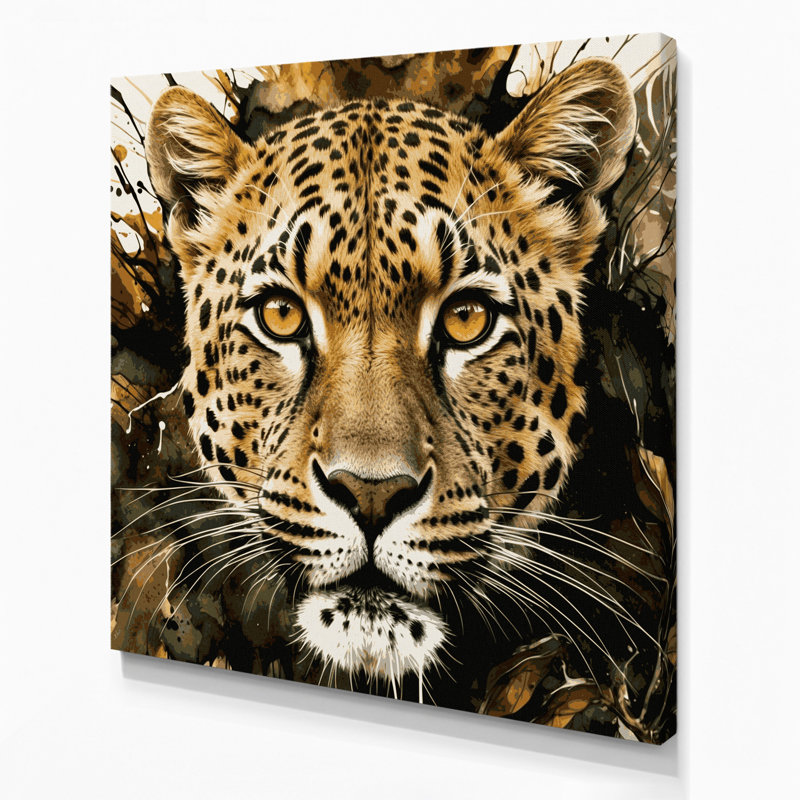 Faune léopard brune, art mural sur toile, H 12 po x l 12 po