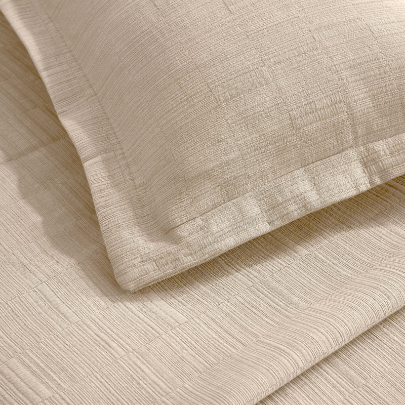 Ensemble de couvre-lit matelassé à motif géométrique moderne en coton Zenith , Beige