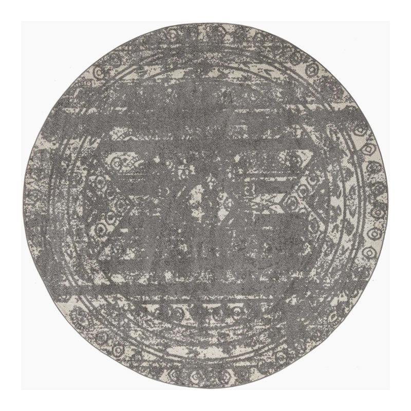 Geometric Indoor Rug, Round 9'10"