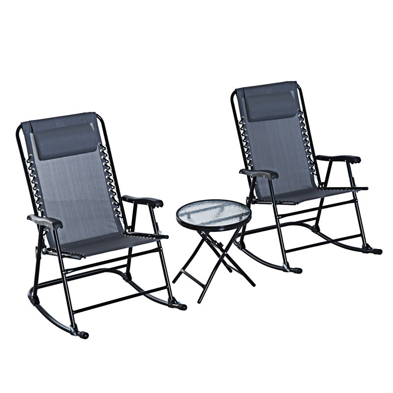 Ensemble de chaises berçantes d'extérieur 3 pièces
